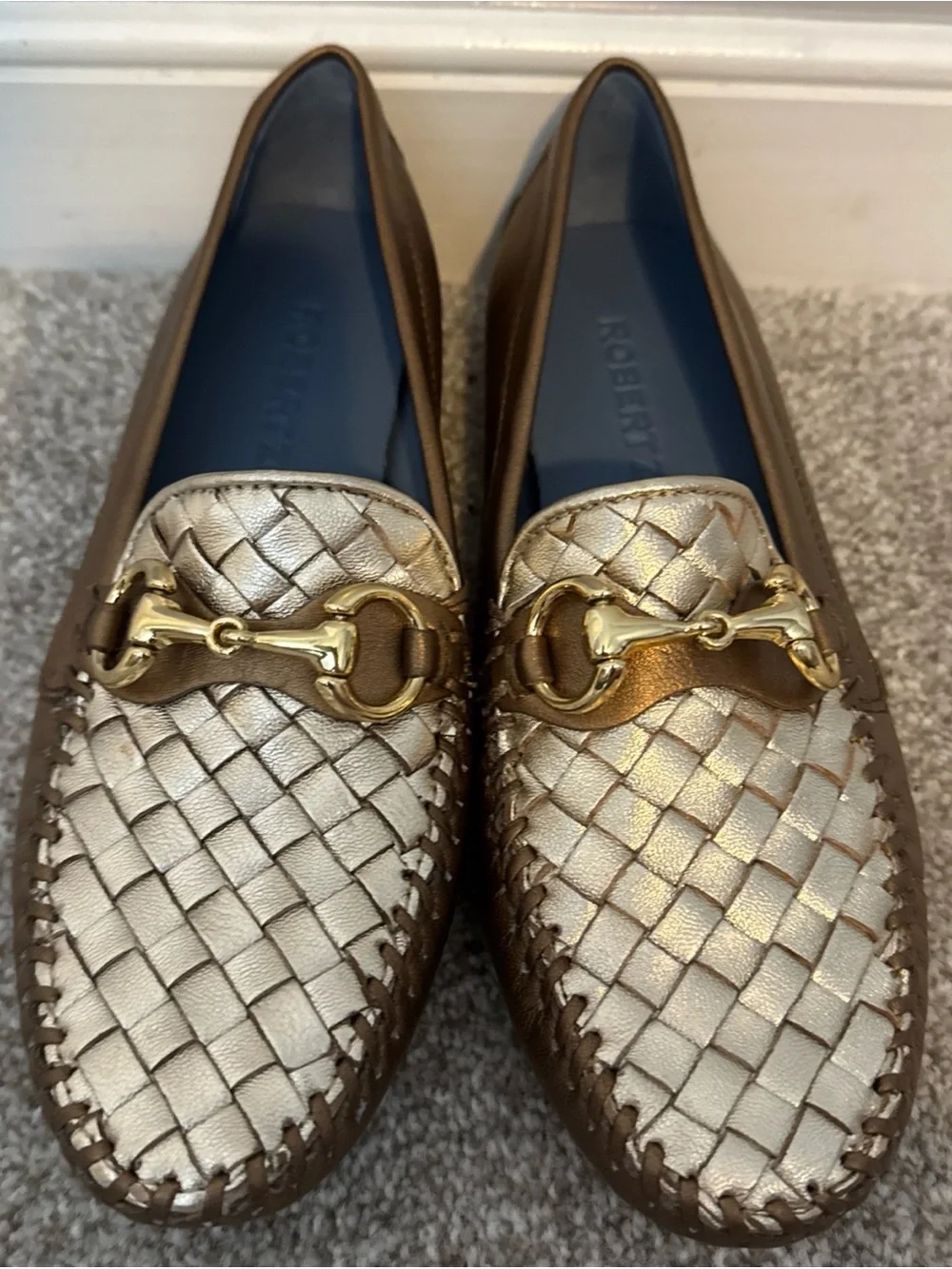Robert Zur Gold/ Metallic Flat Loafers Women’s Size 7.5 AA New